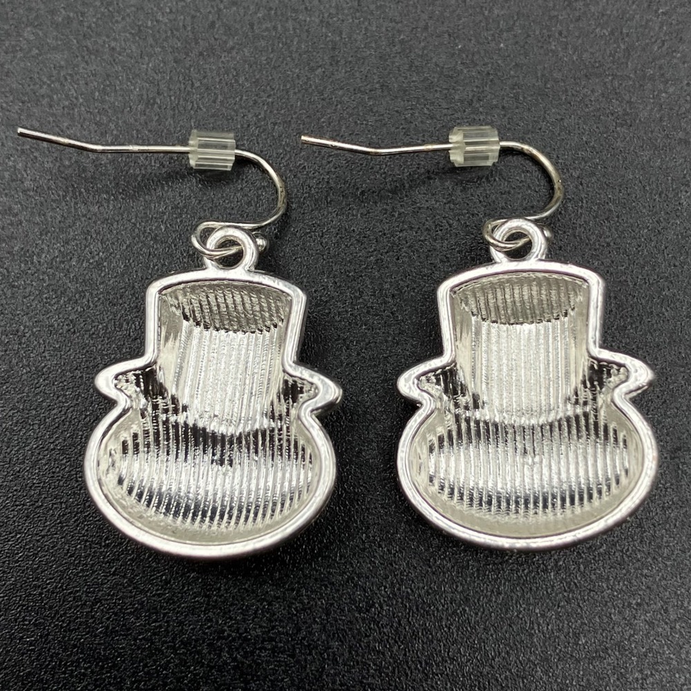 Patriotic Cat Drop Earrings Silver Tone Uncle Sam Hat Red White Blue Americana - Picture 3 of 7